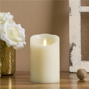 New Flameless LED Battery Operated Ivory Pillar Candle, Flickering